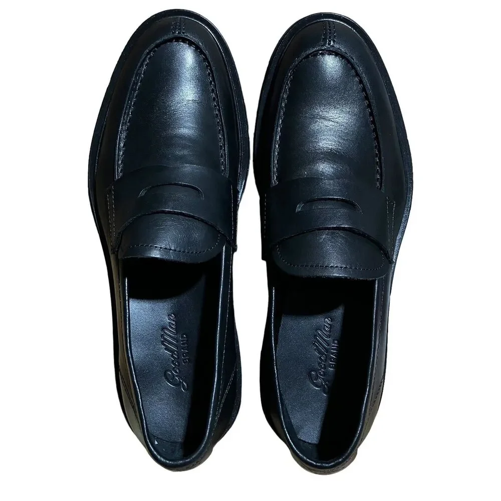 Good Man Brand Men’s 7.5 Black Leather Lexington Penny Loafers By Russell Wilson